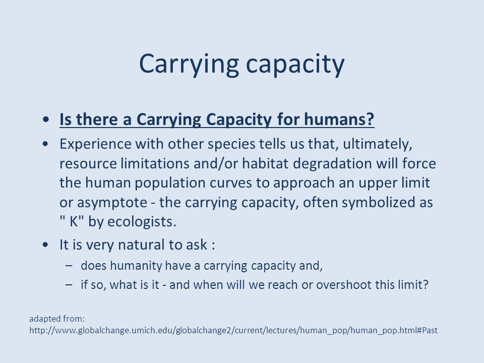 Carrying Capacity Reached: The Need for Population Stability